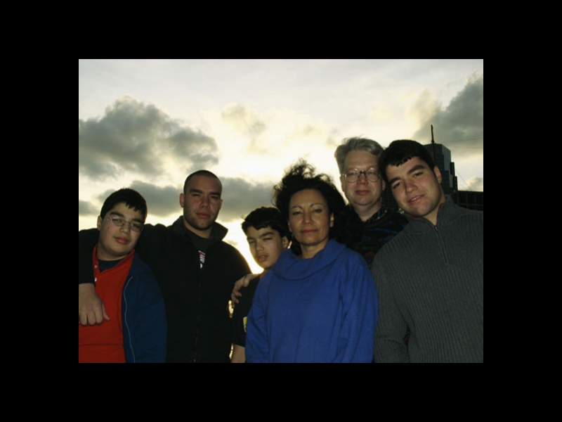 Jochen's tribe, looking like punk rockers, from left, sons Lucas, Rudolph, Carl, wife Iris, me, and son Andrew. Manhattan, N.Y. Thanksgiving 2004.