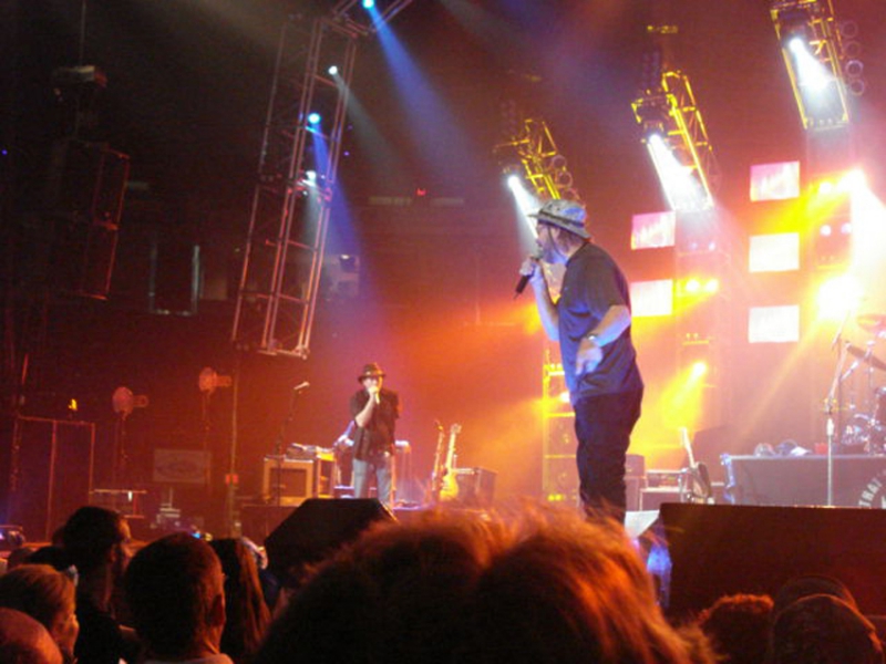 Albany, NY, June 9, 2007: Jimmy Hall, jammin' on the harmonica with Hank Williams jr, in the middle of their 90 minute set at the Times Union Center in downtown Albany.