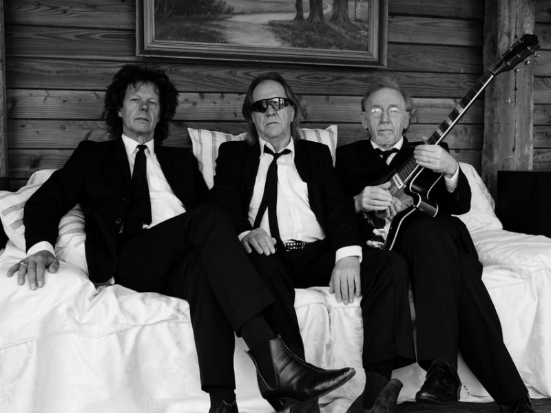 London, England, June 1, 2009: bloody, but unbowed - the three longest-surviving members of British blues rockers The Pretty Things : from left: Frank Holland, Phil May and Dick Taylor. 