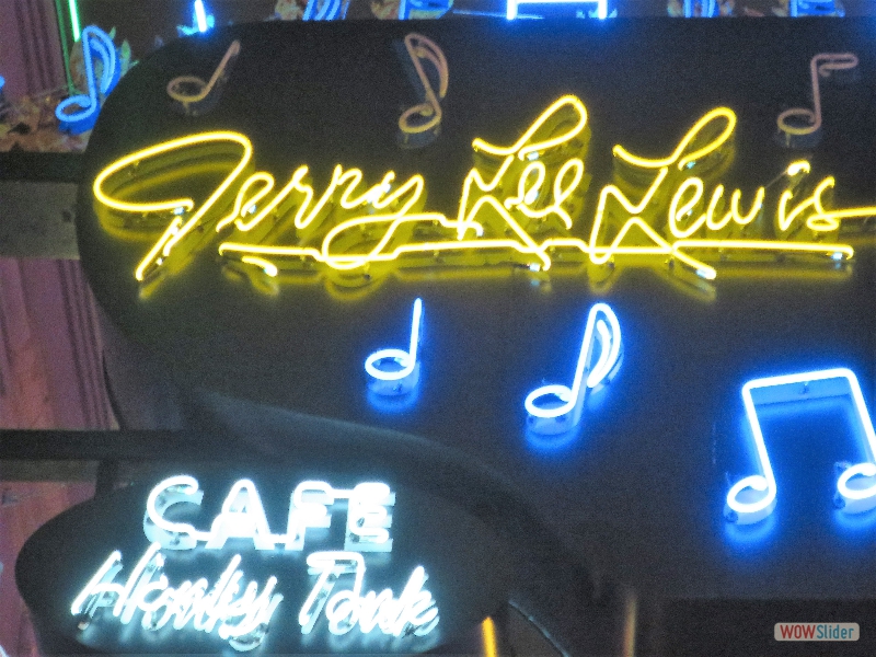 April 3, 2018: vacation time in Memphis, TN, paying respects to all of our rock� and soul music heroes. First stop a honky tonk bar named after (and owned by) the one and only Jerry Lee Lewis. The Jerry Lee impersonators playing in the club played note by note accurate renditions of Jerry Lee�s most famous songs.