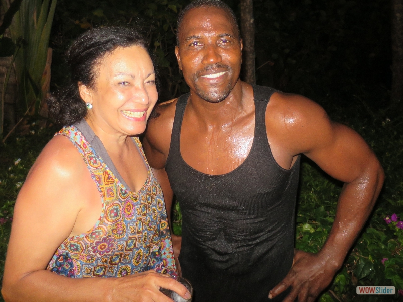 July 28, 2018: Iris and I decided to take a business trip to the Eastern Caribbean island of St. Lucia with a view to determining export opportunities for ZOHO CDs. As the picture shows, I got really quite a suntan in the process!  Wait, I�m realizing that is actually not me next to Iris, but Antoine, one of the fire eating Limbo dancers from Martinique who performed for guests in our hotel.