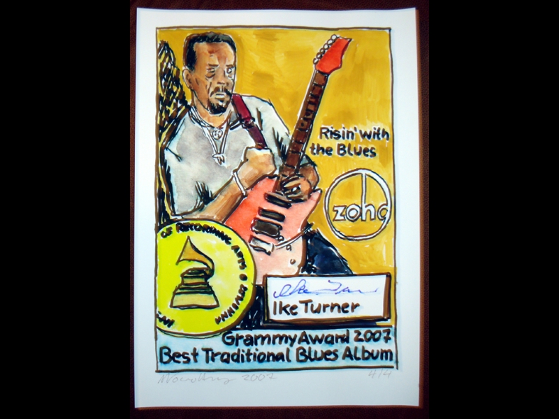 London, April 2007: This is the commemorative artwork lithograph created by the young German painter Michael Nowottny from Cologne, Germany autographed both by the painter and by Ike Turner. The 25 signed lithographs are being distributed as a gift to all of those individuals who have been involved in the production and sales of his ZOHO ROOTS release 