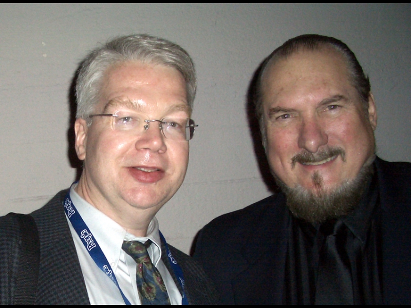 GRAMMY 2007: Jochen Becker from ZOHO saying hello to Steve Cropper, from Booker T & the MGs.