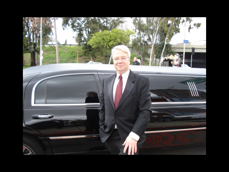 Los Angeles, CA, February 8, 2009: the day of the GRAMMYs - ZOHO President Jochen Becker playing bigshot, and arriving in style with a nice black limo.