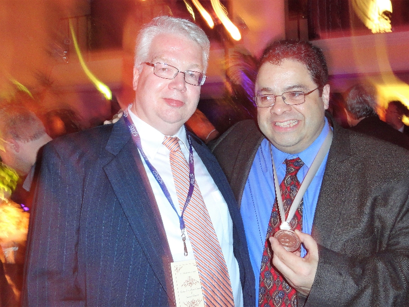 February 11, 2012: Arturo OFarrill and me meeting up at the Grammy Lifetime Achievement ceremony after-party.