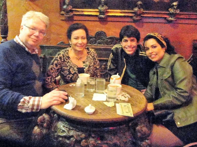 April 15, 2014 : meeting up with Las Vegas based Brazilian singer Patty Ascher and her son Wagner in New York, at our favorite Greenwich Village hang, the Caffe Reggio.