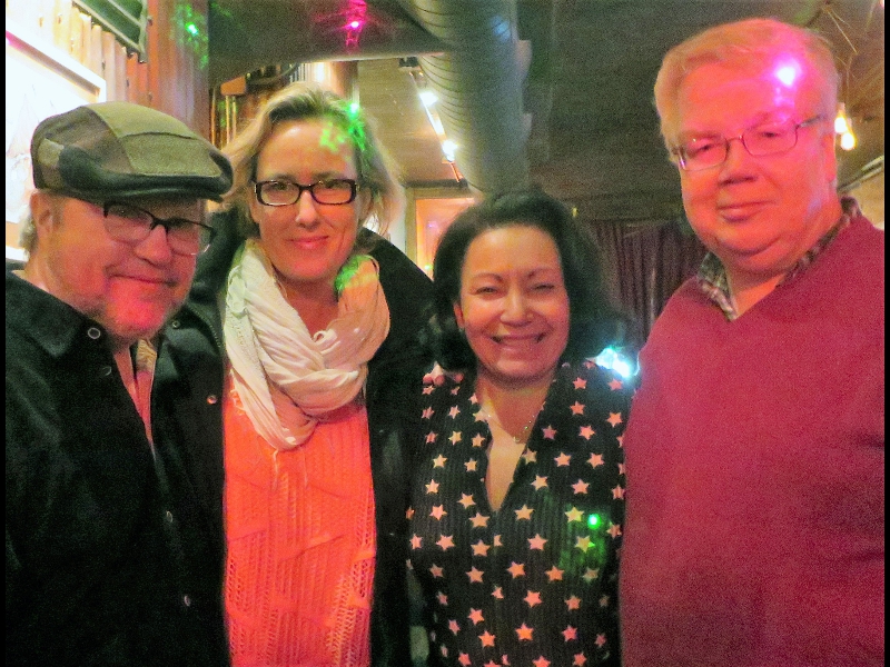 November 18, 2017: On the prowl, looking for new jazz talent, and finding it in a small jazz club in Spanish Harlem, NY: our friends - journalist Bill Milkowski, publicist Antje Huebner, Iris and me.